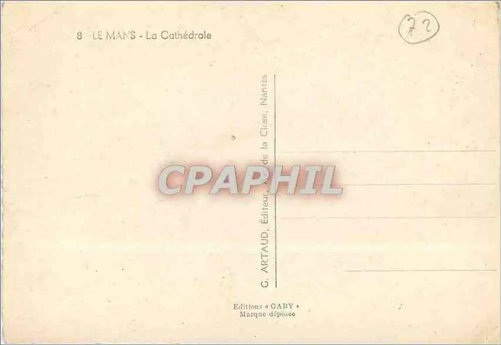 Le Mans - A Catedral — G. GABY, editor - Verso
