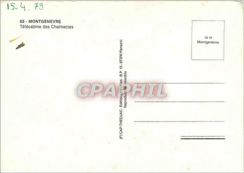 Montgenèvre — Teleférico das Chalmettes — CAP.THEOJAC - Verso