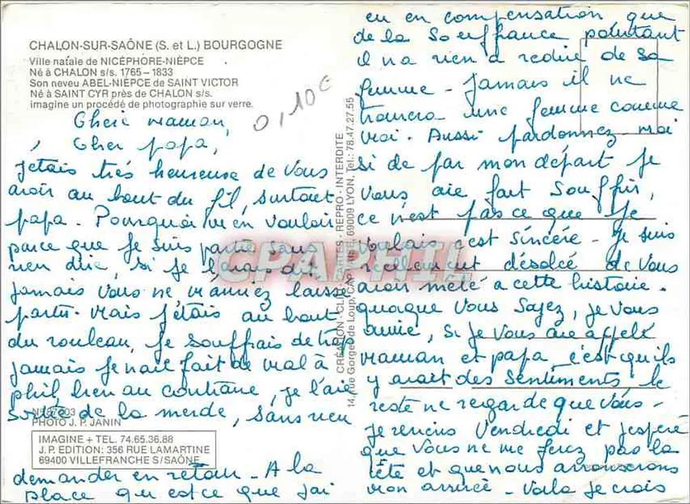 Chalon-sur-Saône — vista do cais e do rio — editor J.P. JANIN - Verso