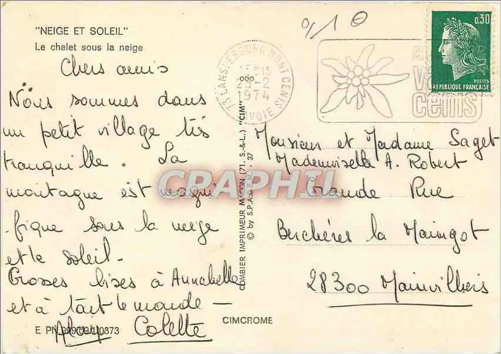 Chalet nevado — Montes de la Alpe — Editor Magon (71, S.A.L.) - Reverso
