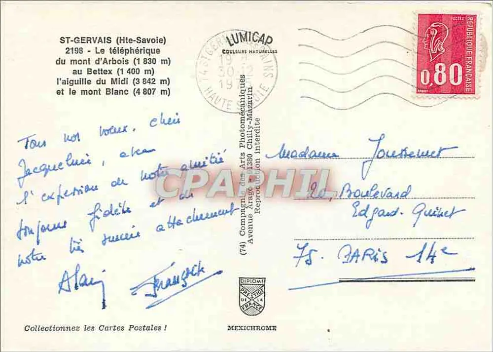 Mont d'Arbois — Seilbahn bei Bettex — LUMICAP - Rückseite