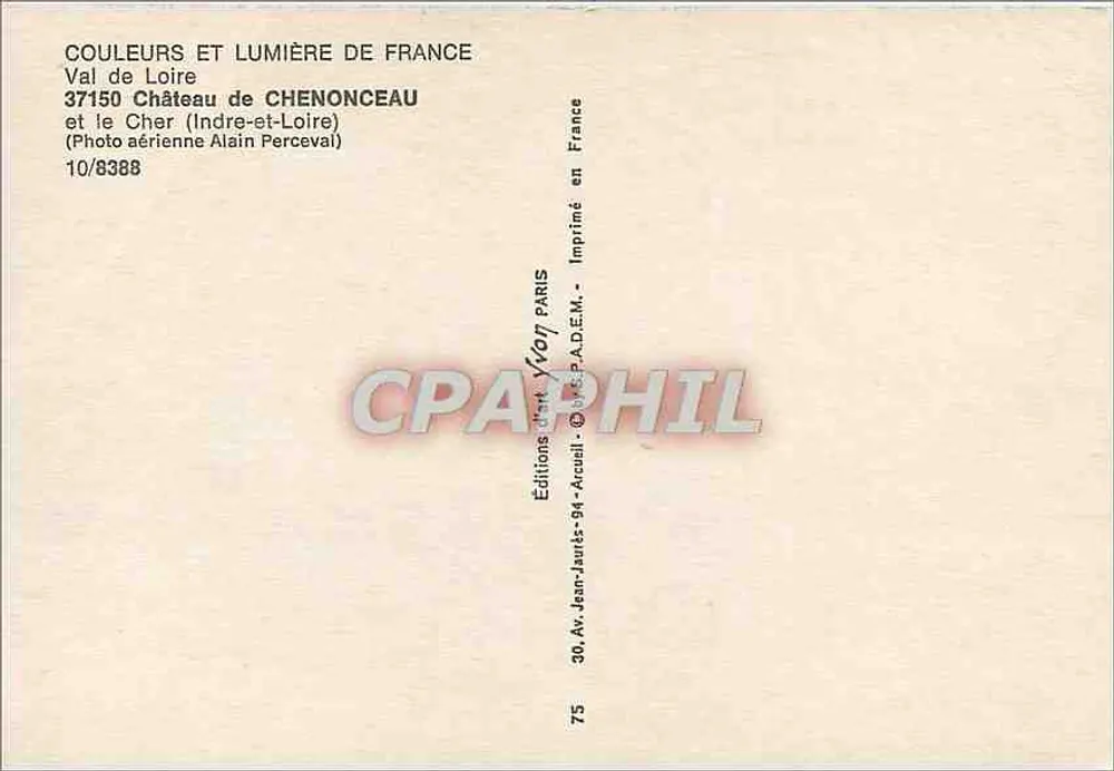 Château de Chenonceau — Val de Loire — Éditions Jean-Jaurès - Verso