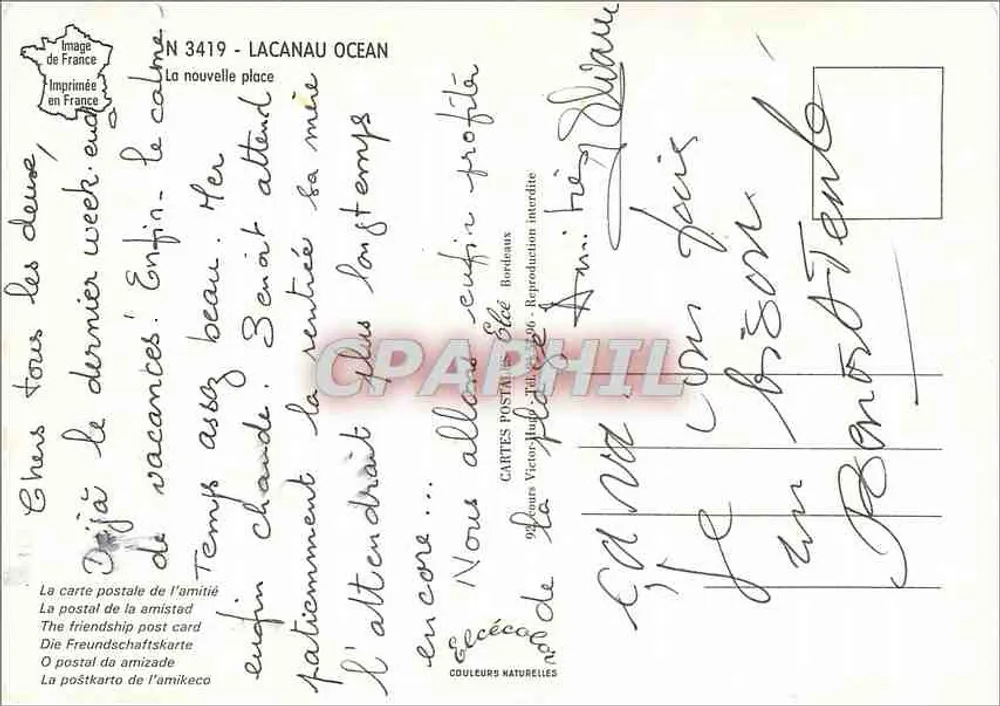 Lacanau - A nova praça — editor Elcie, n° 3419 - Verso