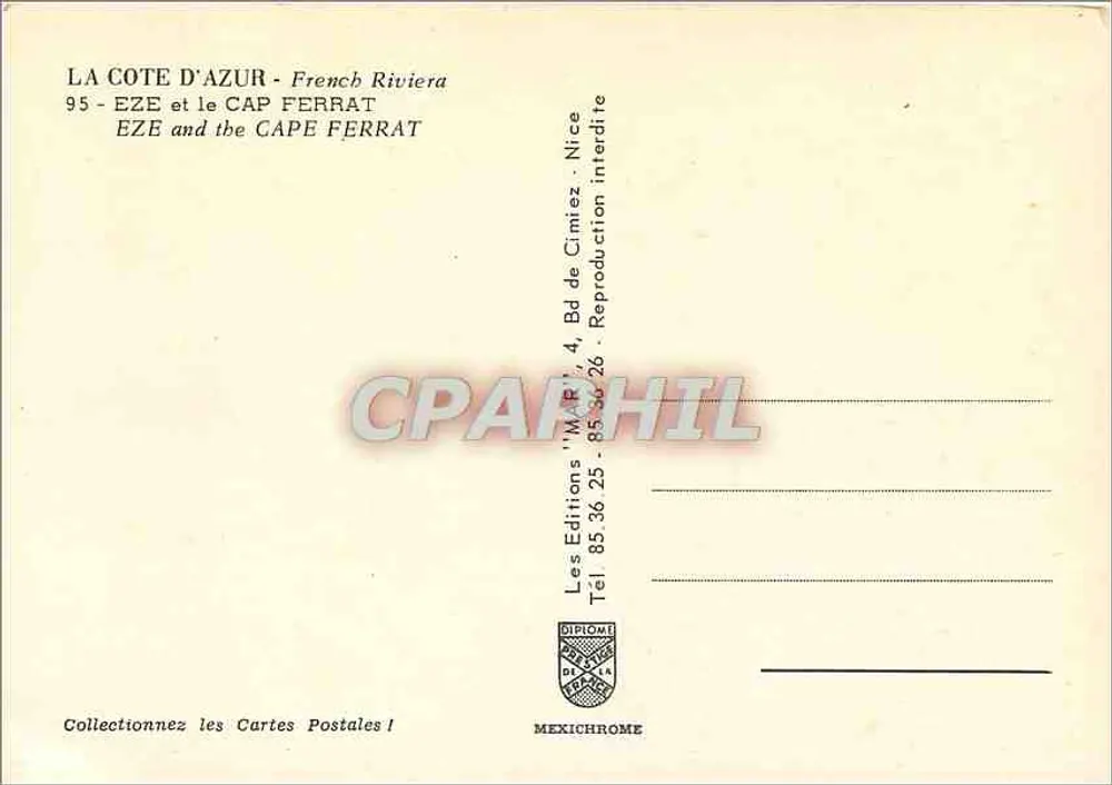 Eze e o Cabo Ferrat — A Costa Azul — Éditions Diplôme - Verso