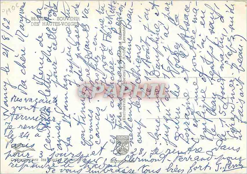 Hautes-Vosges — paisagens e estradas — editor: Les Arts du Monde, n° 33352 - Verso
