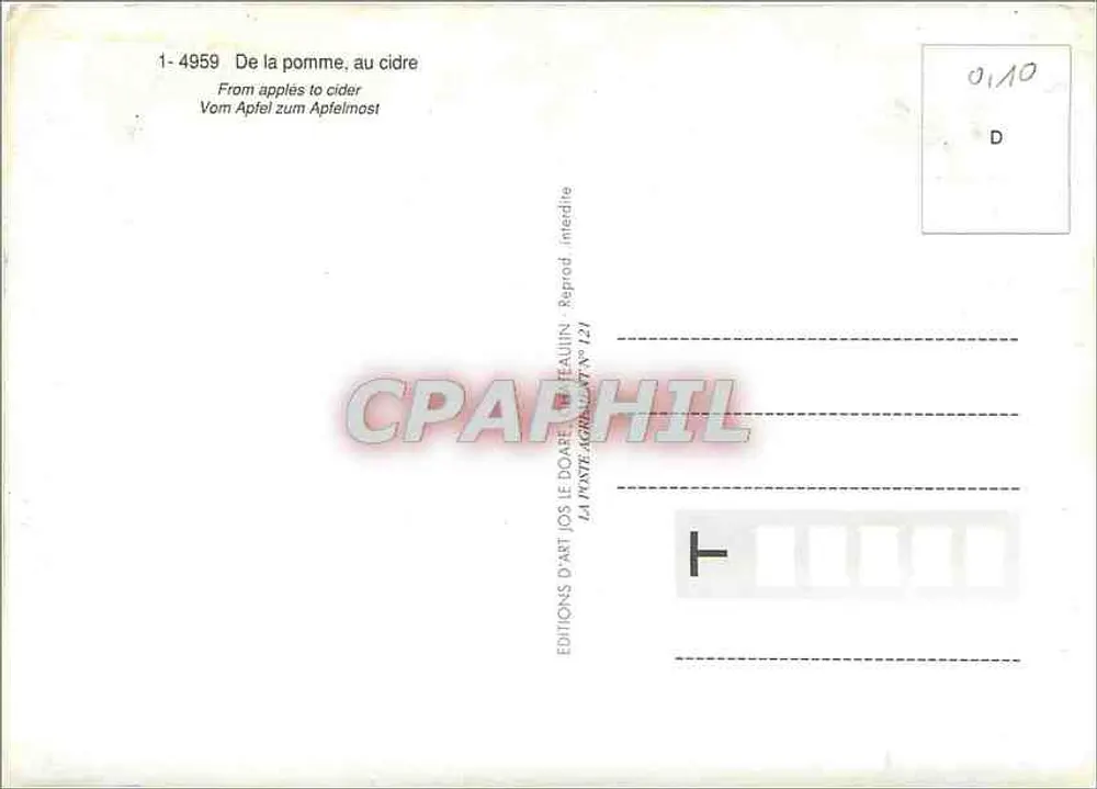 Paisagem bretona e cidre — Bretanha — Edições de Arte Jos Le Doare, n° 121 - Verso