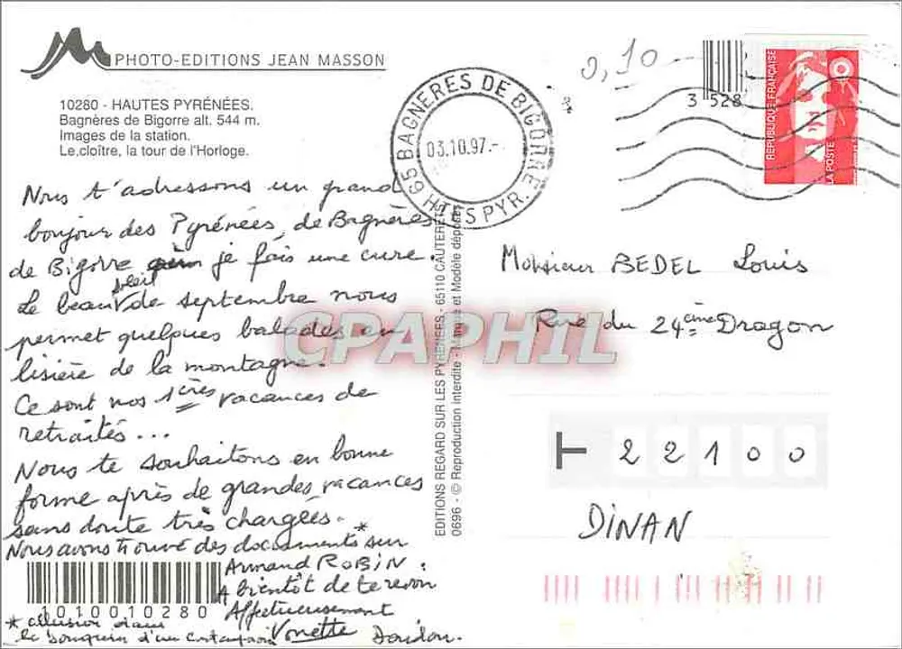 Bagnères-de-Bigorre — Thermalbad — Photo-Éditions Jean Masson - Rückseite