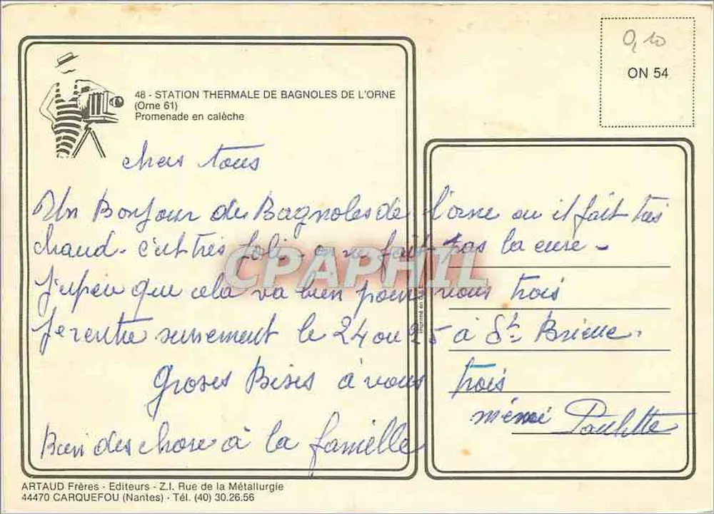 Bagnolles-de-l'Orne — Kutschenfahrt — Artaud Frères - Rückseite