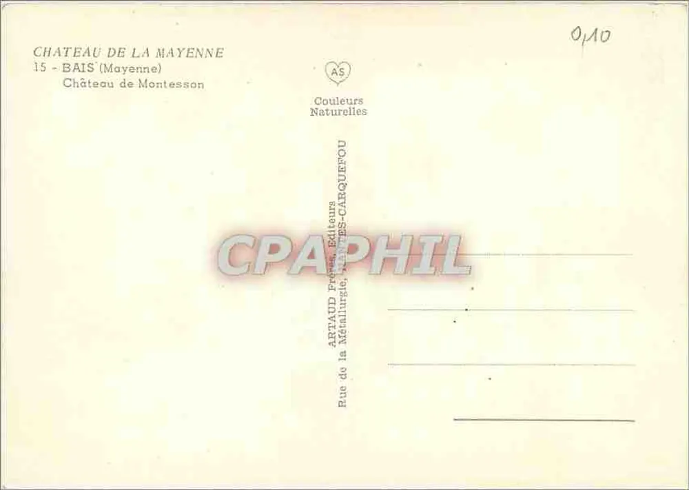 Kasteel van La Mayenne — 15 - BAIS (Mayenne) — Artaud, Printemps-Carquefou - Achterkant
