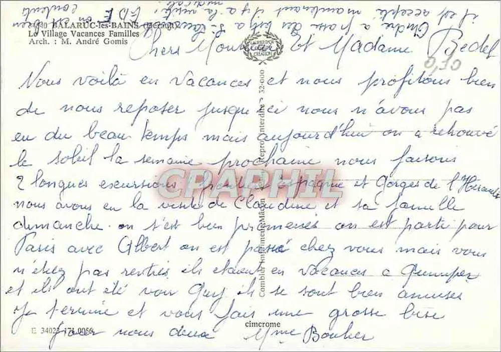 Kalaruc-les-Bains — Ansicht des Ferienortes — Verleger: Cambrai - Rückseite