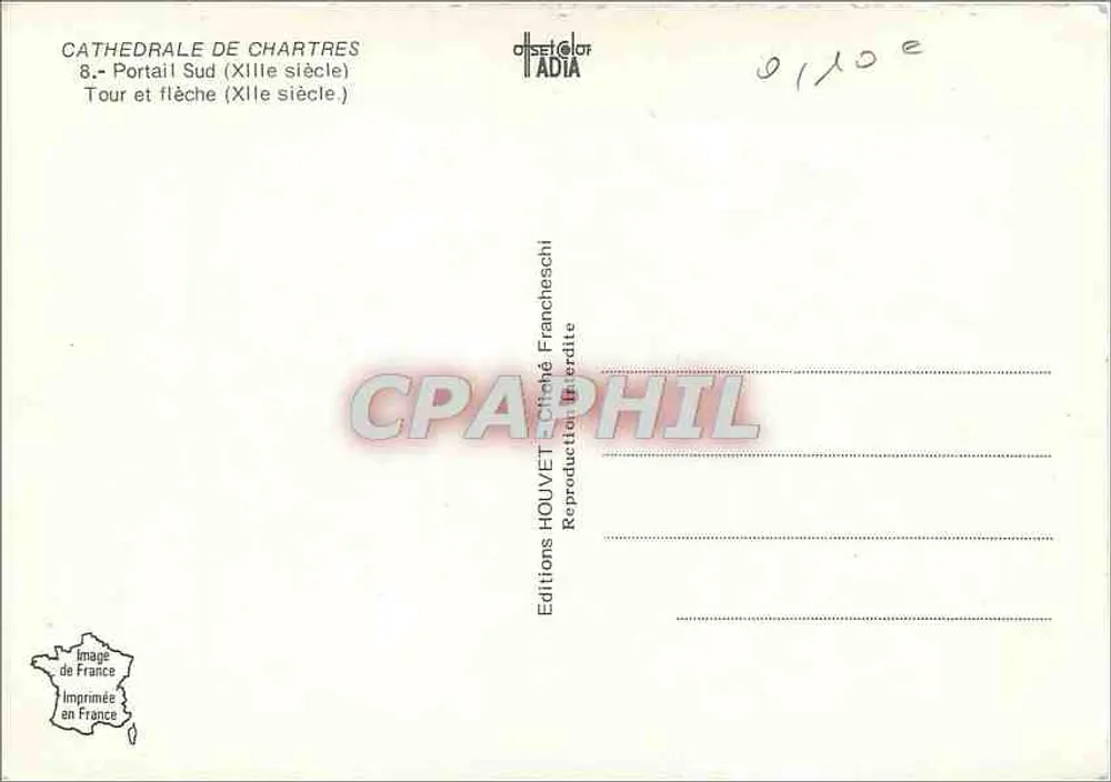 Catedral de Chartres — Portal Sul e ponta (século XII) — Éditions Houvet Francheschesi - Verso
