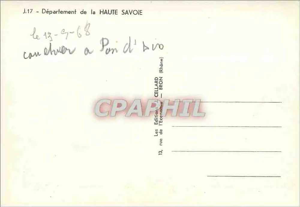 Haute-Savoie — Carte postal turística com mapa e fotos de locais — Éditions de l'Économie, Bron (Rhône) - Verso