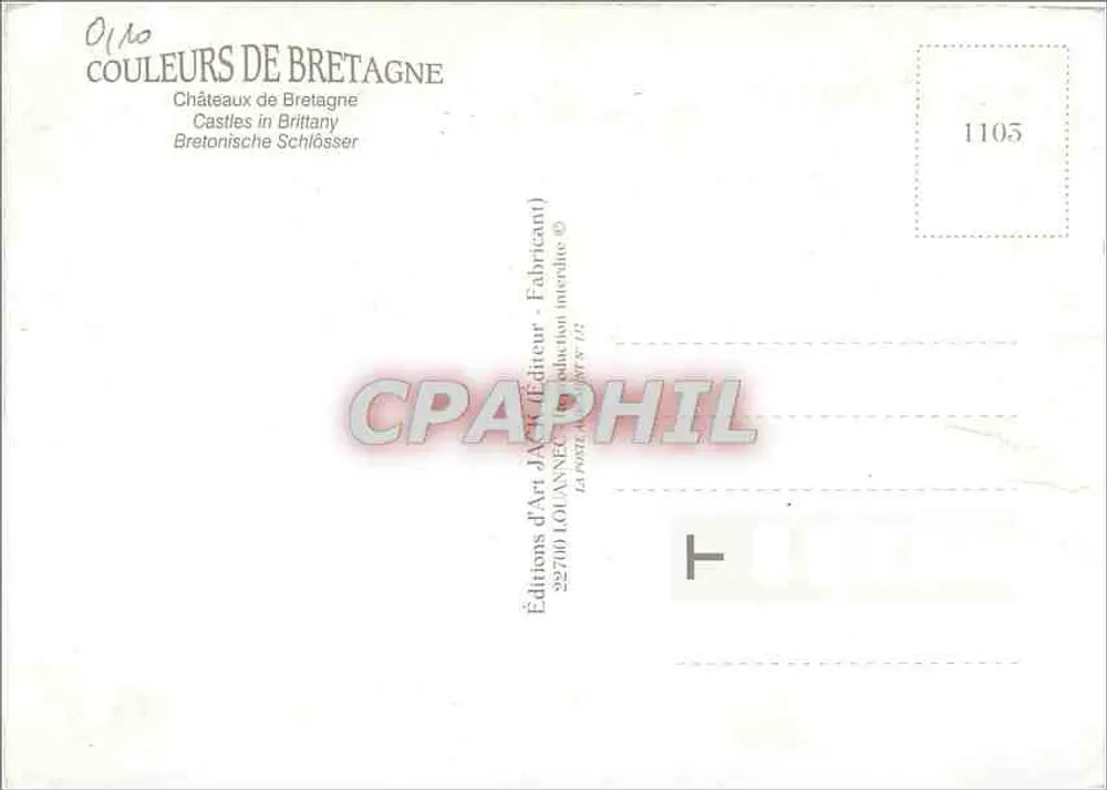 Castelos da Bretanha — série 1105 — Éditions d'Art Jolainne - Verso