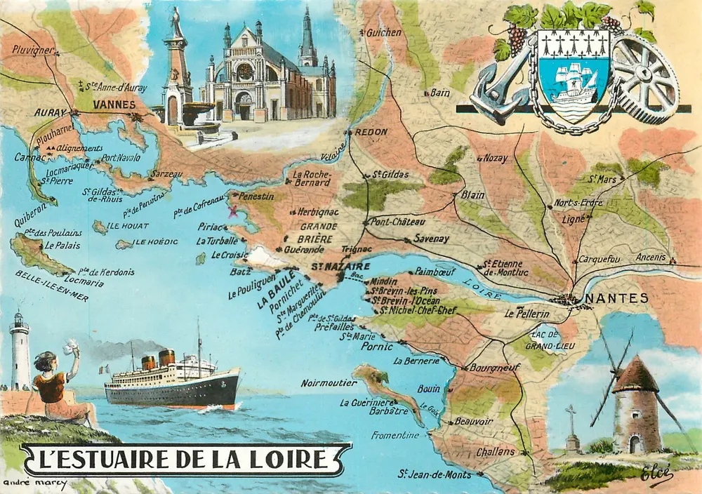 O ESTUÁRIO DA LOIRE — carta postal ilustrada — Editado por A. MARCY, Bordeaux - Frente