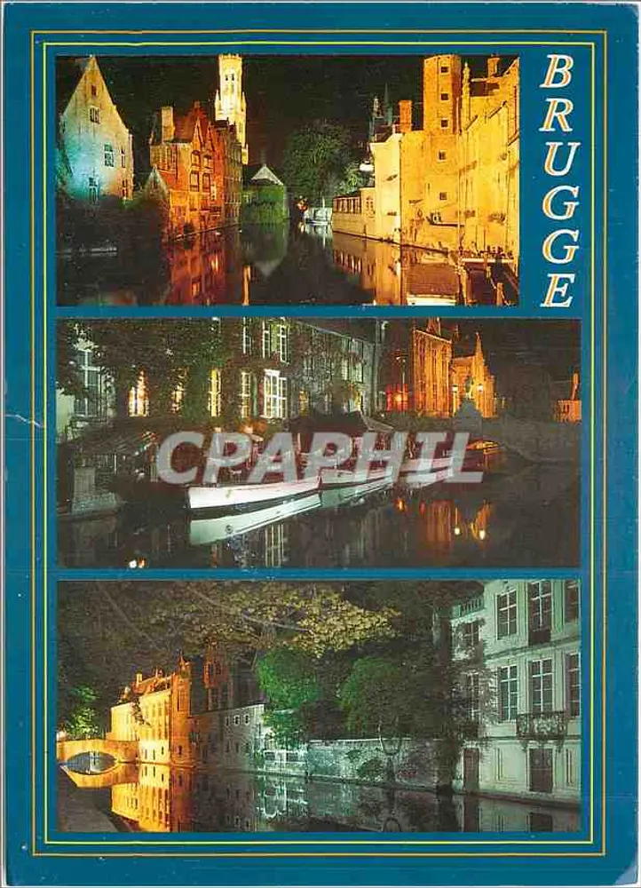 Bruges — vista noturna dos canais — editor Cardmaster, série B-2900 - Frente