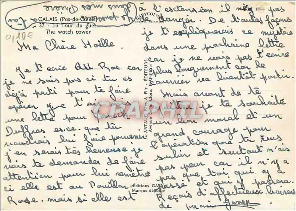 Torre do Gue (Calais) — editor Gaby, n° 37 - Verso