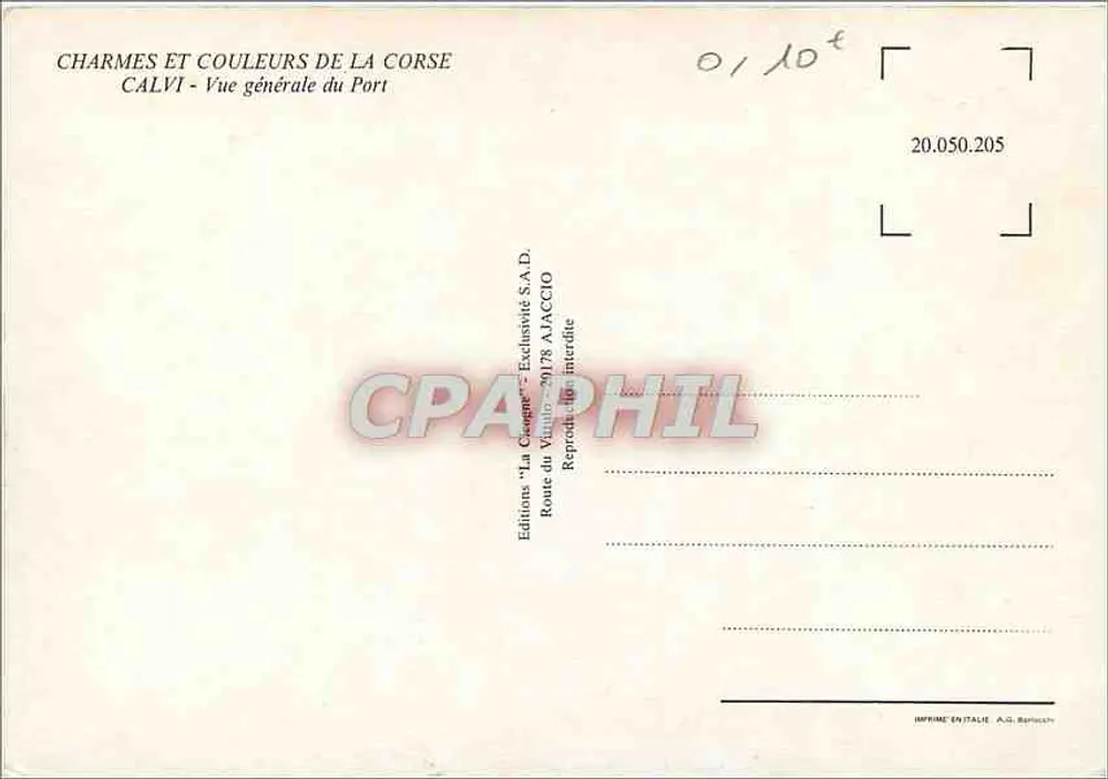 Calvi — Vista geral do Porto — Edições 'La Coagne' S.A.D. n°20.050.205 - Verso