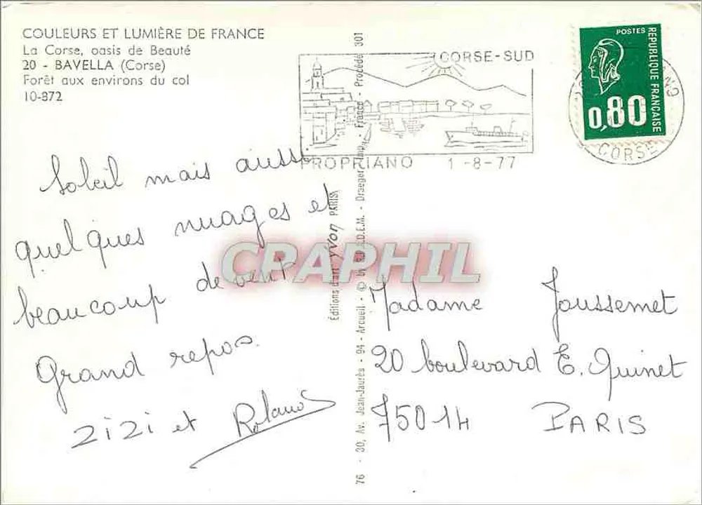 Bavella (Corse-Sud) — Wald nahe dem Pass — Éditions Yvon Prats - Rückseite