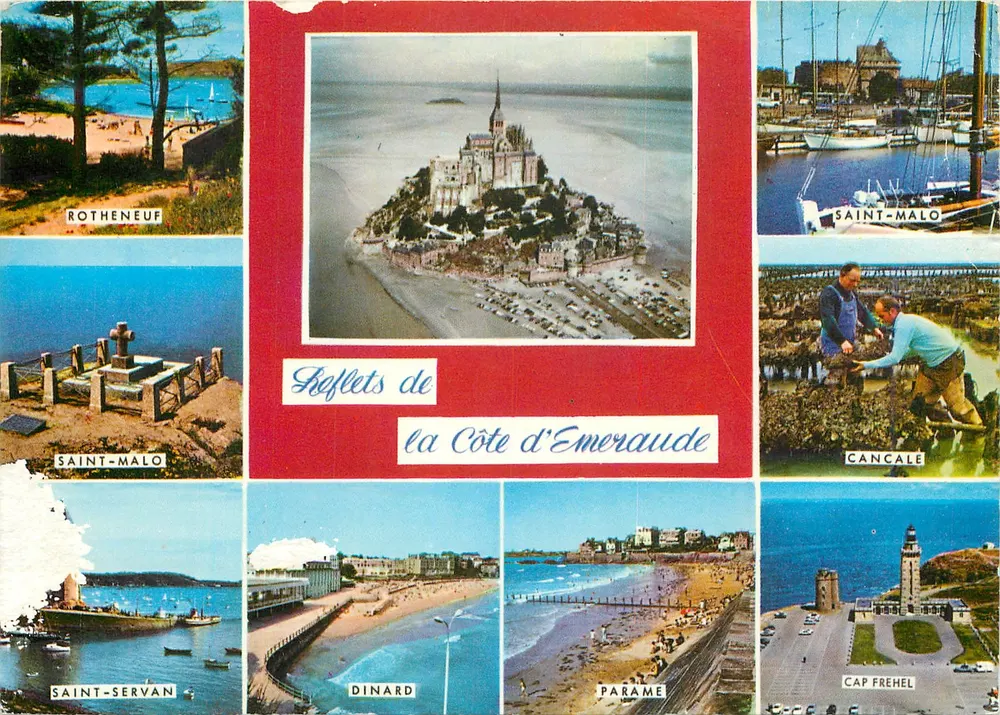 Collage de lieux de la Côte d'Émeraude — Saint-Malo, Dinard, Cancale, etc. — Pierre Artail & Cie, Nantes - Recto