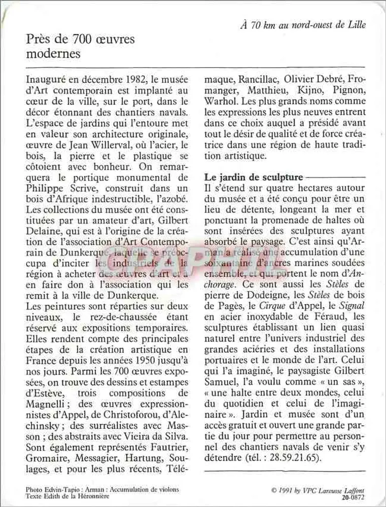 Dunkirchen — Das Museum für zeitgenössische Kunst — Verlag VPC Larnusse Laffont, Nr. 20-0872 - Rückseite