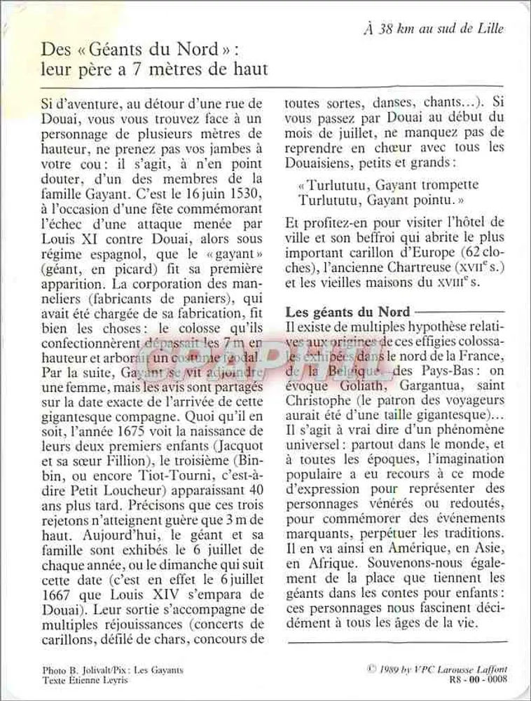 Douai — Das Gayants-Fest — Verlag VPC Larousse Laffont, Nr. RS-00-008 - Rückseite