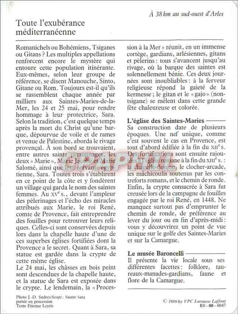 Saintes-Maries-de-la-Mer — Il pellegrinaggio dei Gitani — Cartolina d'epoca Larousse Laffont n°00-0047 - Verso