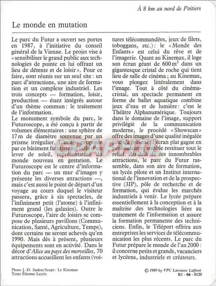 Poitiers — O parque do Futur — Vienne - Verso