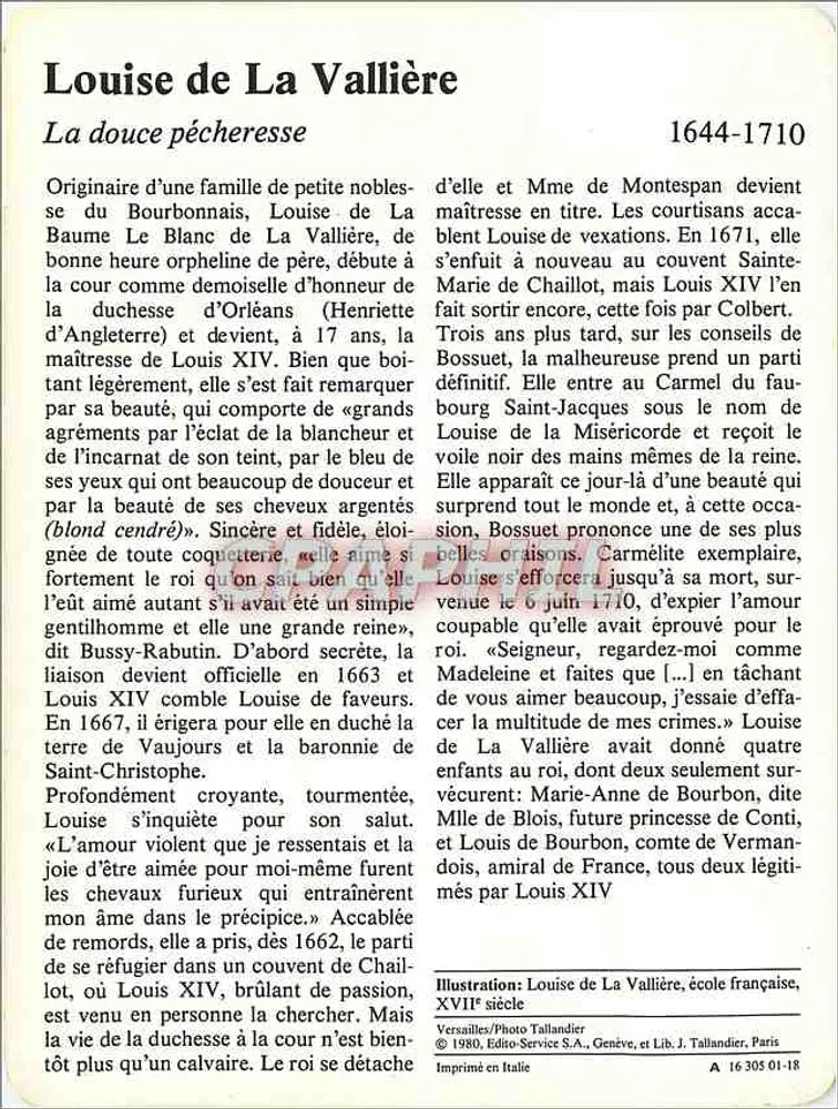 Louise de La Vallière — 1644-1710 - Verso