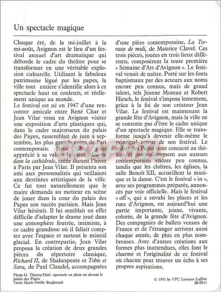 Awinion — Festiwal — VPC Larousse Laffont - Rewers
