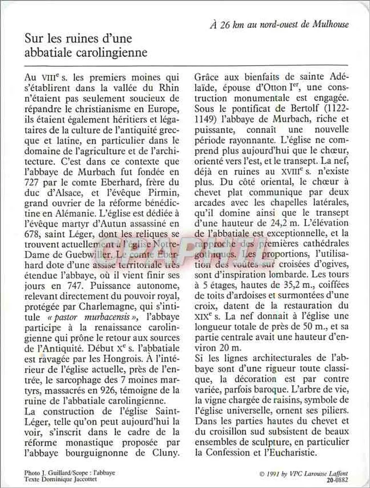 Murbach — A Abadia de Saint-Léger — VPC Larousse - Verso