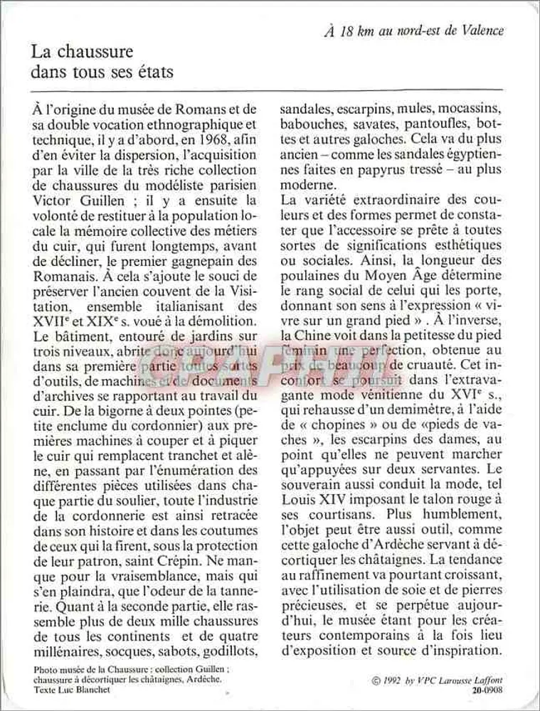 ROMANS-SUR-ISÈRE — Internationales Schuhmuseum — Verlag VPC Larousse Laffont, Nr. 26 - Rückseite