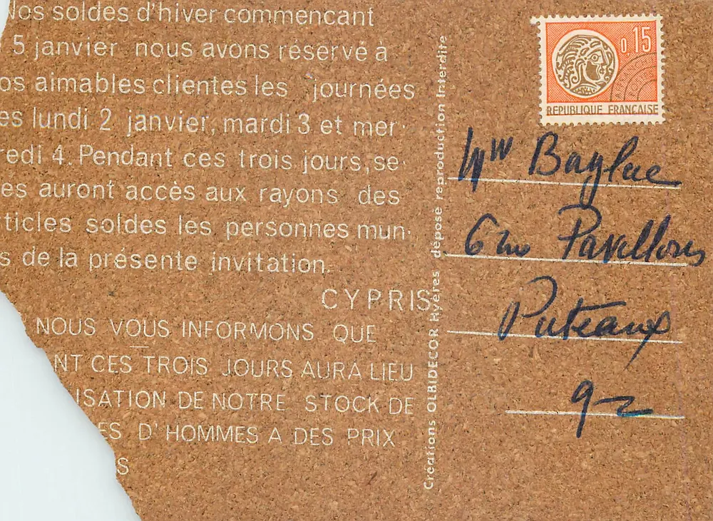 Winterverkauf bei Cypris — Créations Olbi décor hyères — 15c-Stempel - Vorderseite