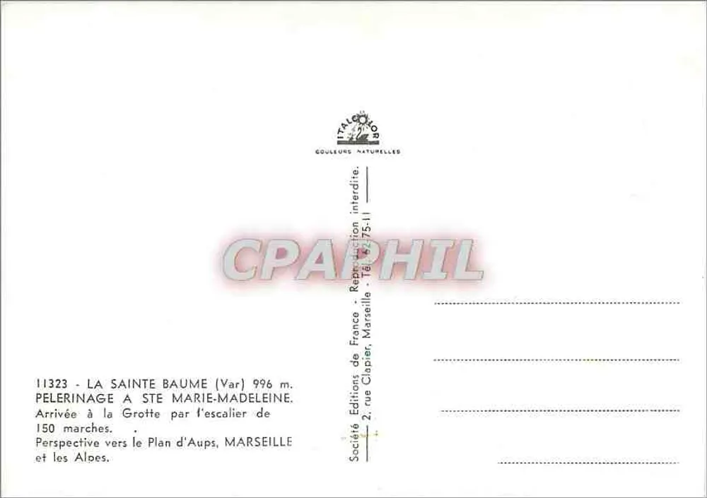 Die Heilige Baume (Var) — Pilgerreise zu Sainte-Marie-Madeleine — Société des Éditions de France, Marseille - Rückseite