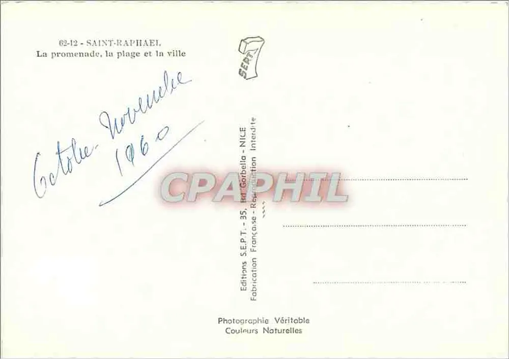 Saint-Raphaël — Die Promenade, die Strand und die Stadt — Éditions S.E.P.T. - 35, Rd. Gabella - NICE - Rückseite