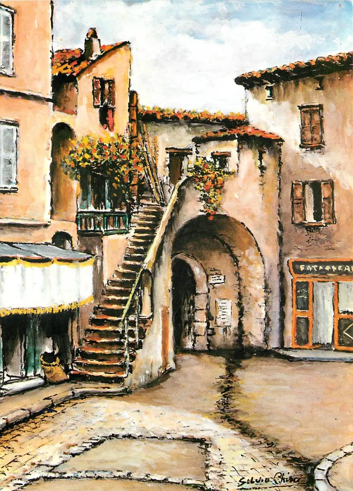 Saint-Tropez — rua pitoresca com escada — Silvio Chiaro - Frente