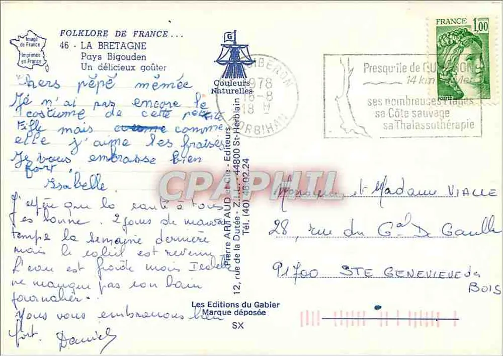 Folklore Frankreich — Bretagne, Pays Bigouden — Gaby - Rückseite