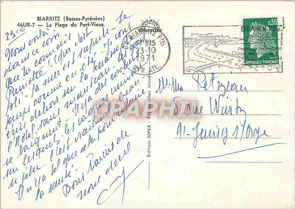 Biarriz — La Plage du Port-Vieux — Éditions SOFER - Verso