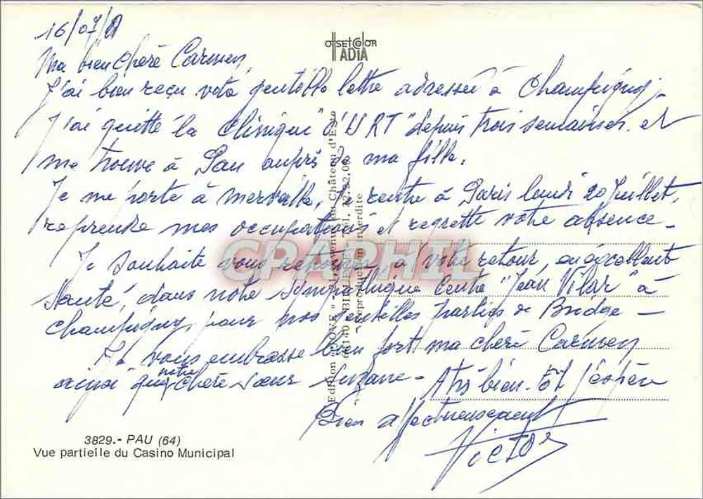Vue partielle du Casino Municipal — Pau (64) — Oiseleur Tadia - Verso