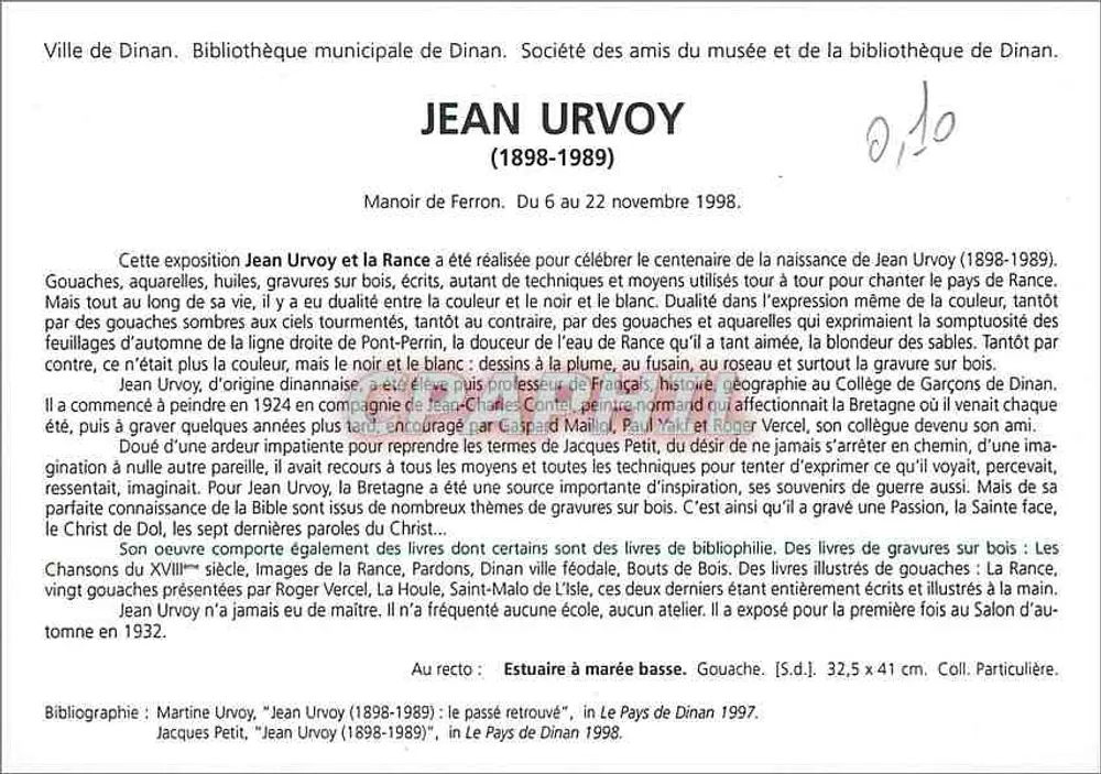 Uitzicht op de Rance — Tentoonstelling Jean Urvoy — Stad Dinan - Achterkant