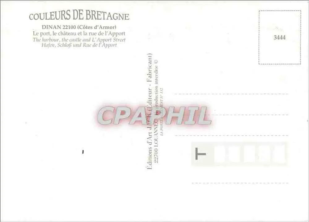 Dinan — Mittelalterliche Stadt — Éditions d'Art d'Armor - Rückseite