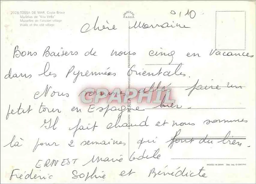 Tossa de Mar — Mauern des alten Dorfes — CPAGSA - Rückseite