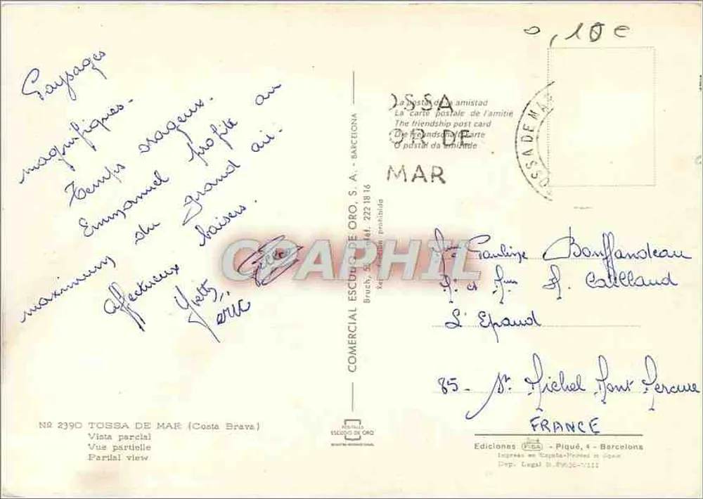 टोसा डे मार — आंशिक दृश्य (कोस्टा ब्रावा) — कॉमेर्सियल एस्कुडो डे ओरो, एस.ए. - पीछे
