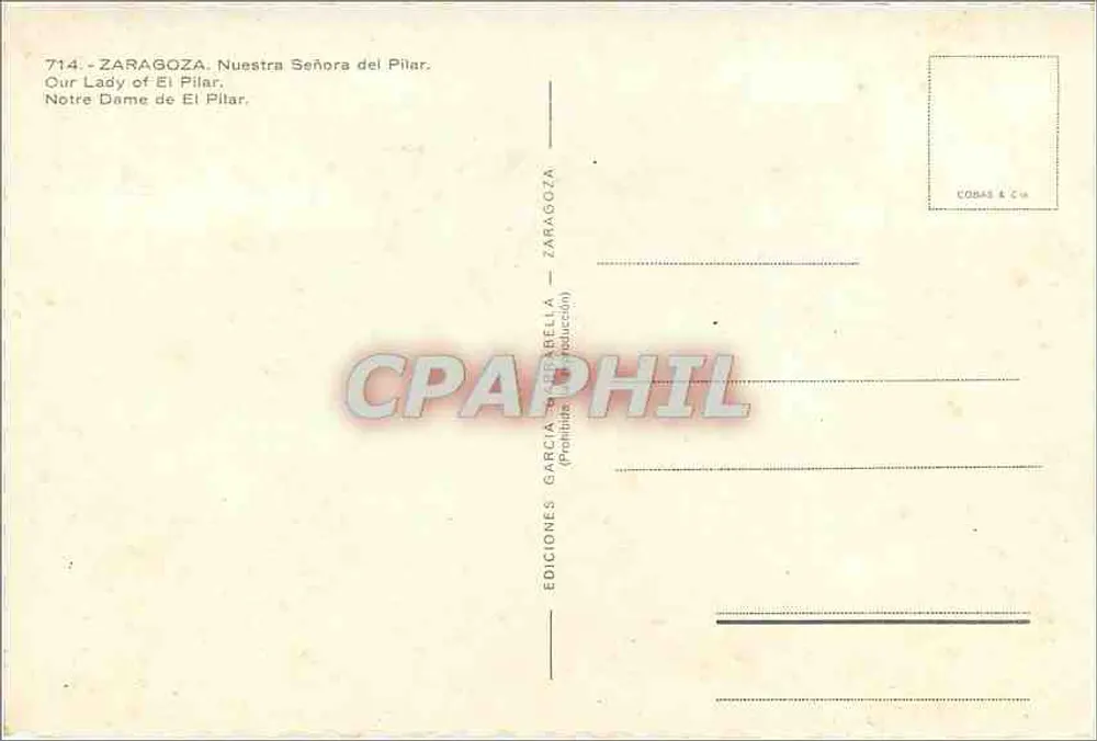 Nossa Senhora de El Pilar — Zaragoza — Edições García & Cía - Verso