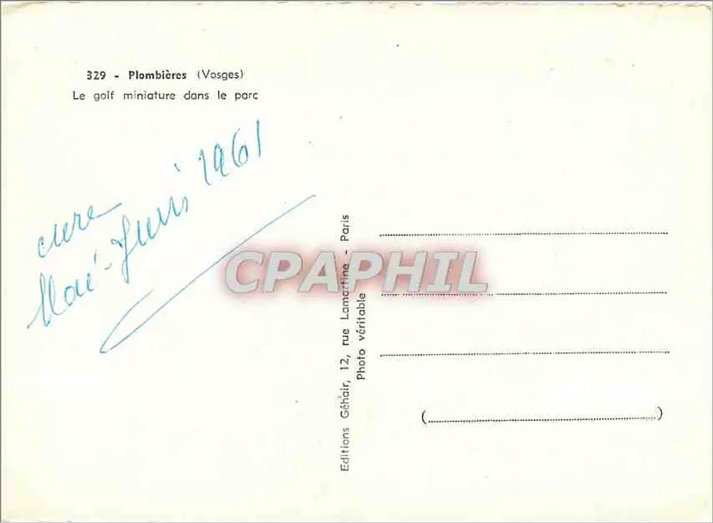 Plombières (Vosges) — Mały golf w parku — Wydawnictwo Gáldair, Paryż - Rewers