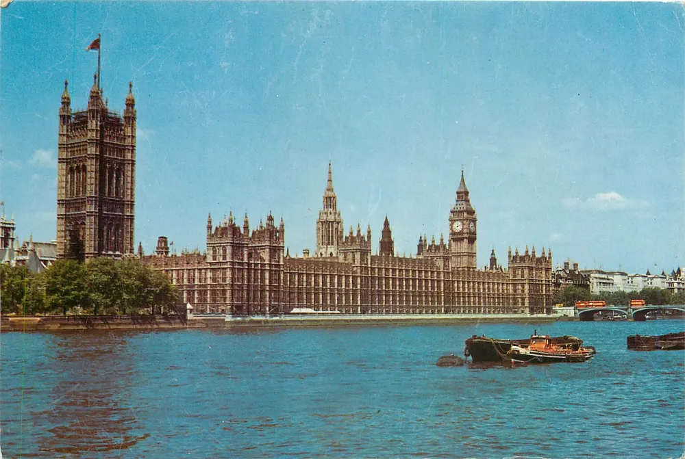 Häuser des Parlaments, London — Ansicht des Flusses — The Photographic Greeting Card Co. Ltd. n°501 - Vorderseite