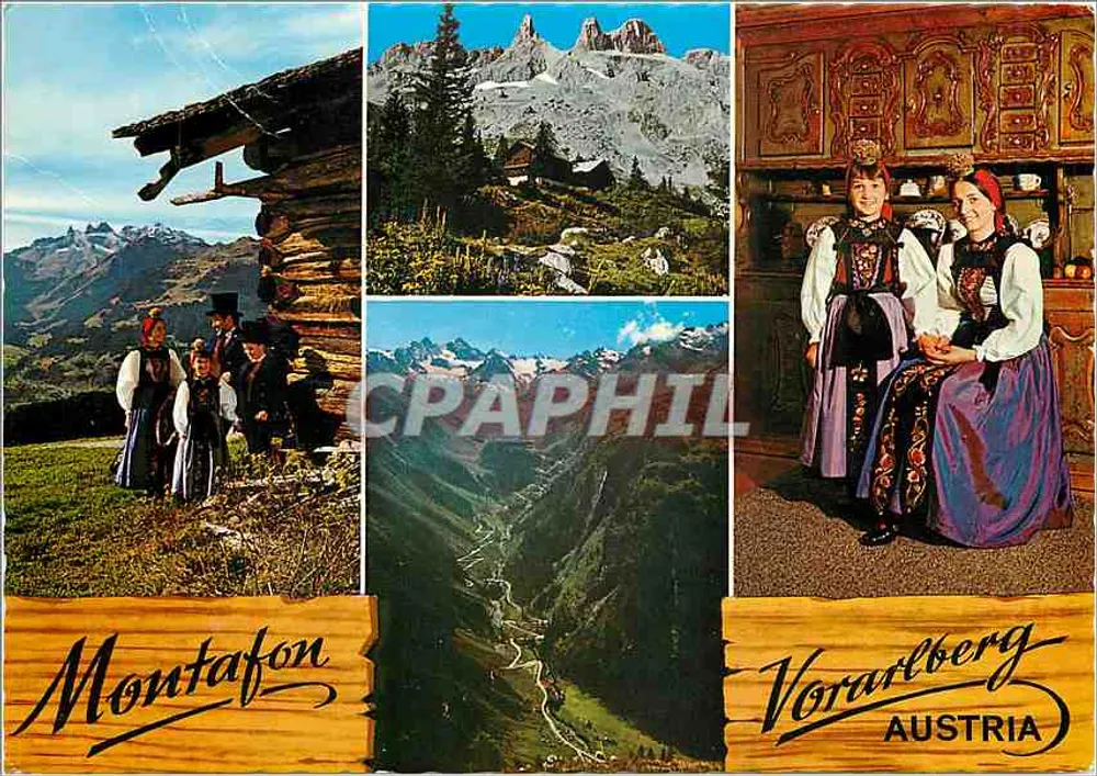 Montafon e Vorarlberg — paisagens e trajes tradicionais — editor Topa, n° 542 - Frente