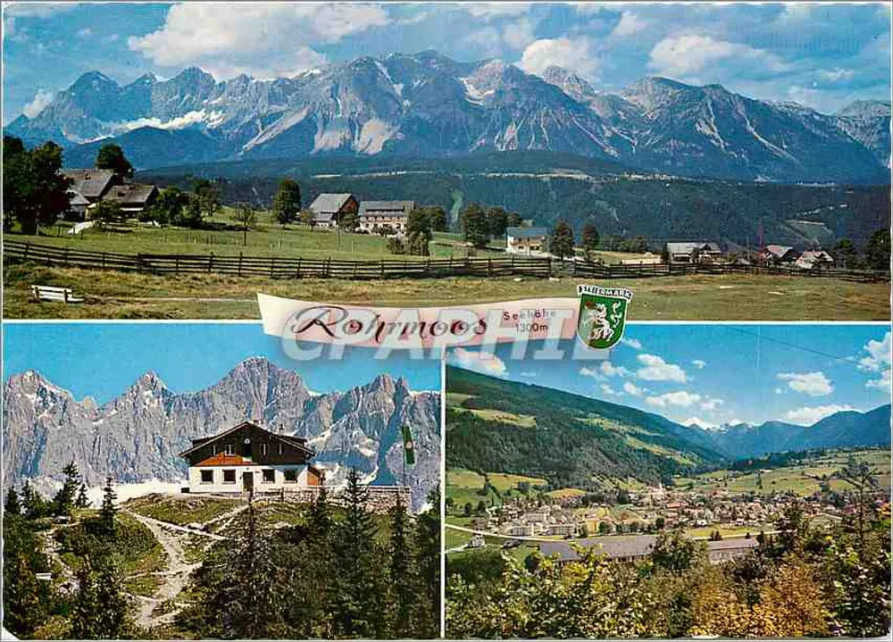 Rohrmoos — vista panorâmica e três cenas alpinas — Heitmanns, série 9 - Frente