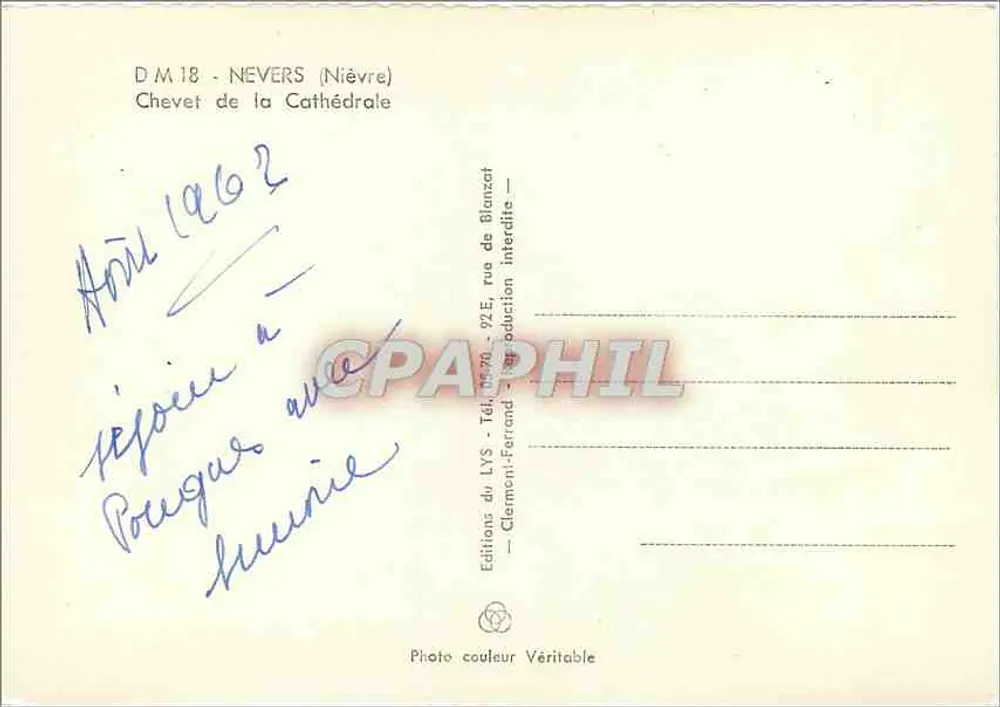 Nevers (Nièvre) — Chefe da Catedral — Éditions du LYS - Verso