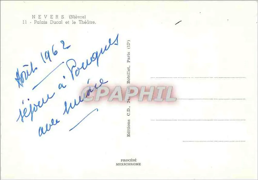 Nevers (Nièvre) — Schlosspalast und Theater — Editions C.D., Paris - Rückseite
