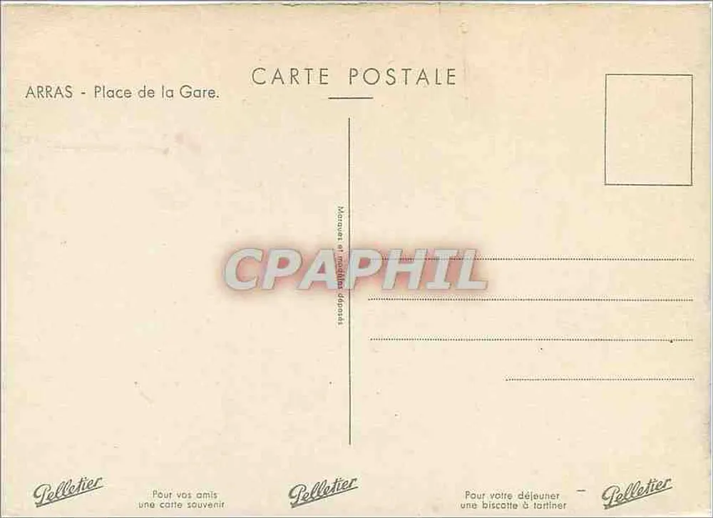 Arras - Place de la Gare — editor Pelletier - Verso